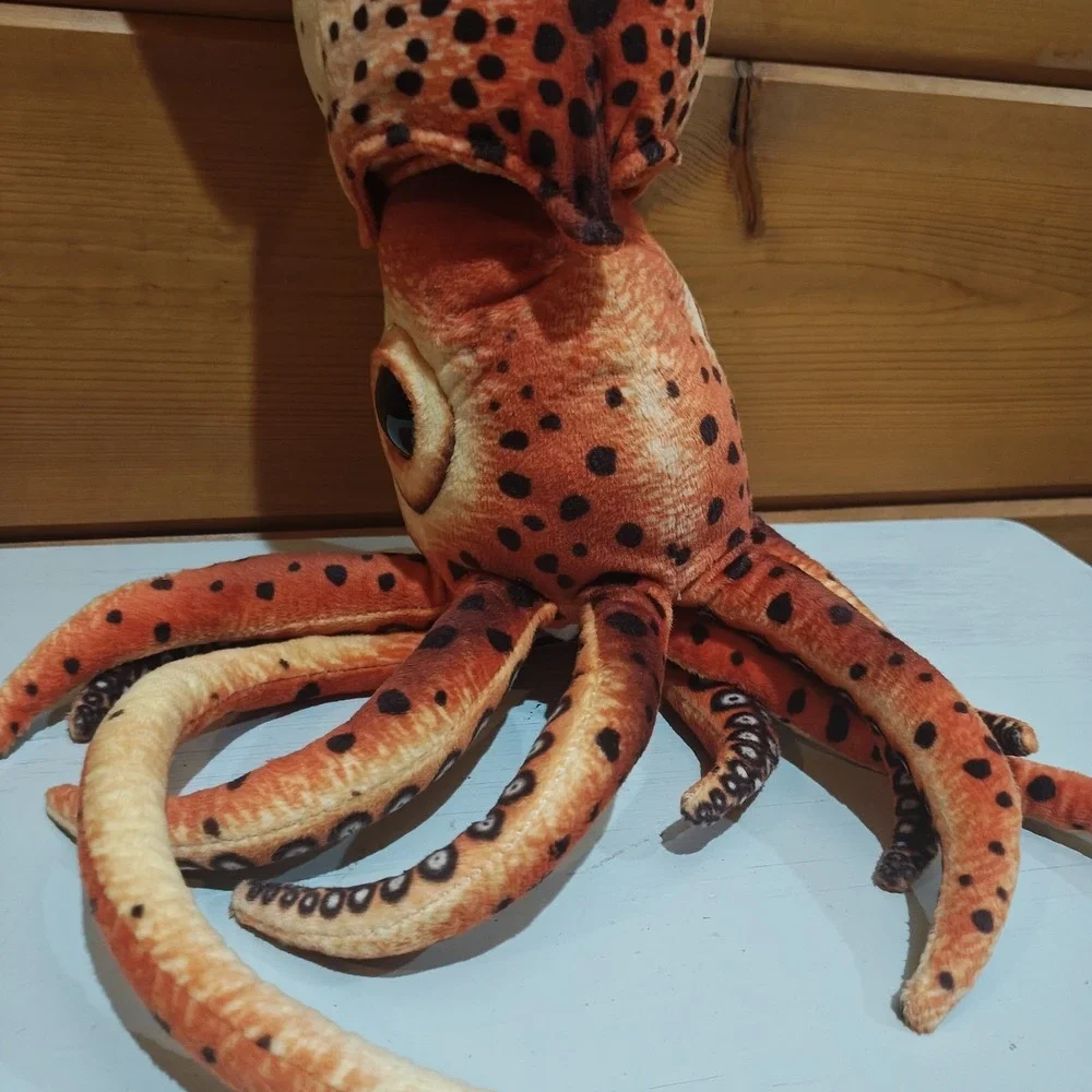 Fiesta  Orange Ocean Spotted Giant Squid Plush Realistic Stuffed Animal Toy E2 - Picture 3 of 5